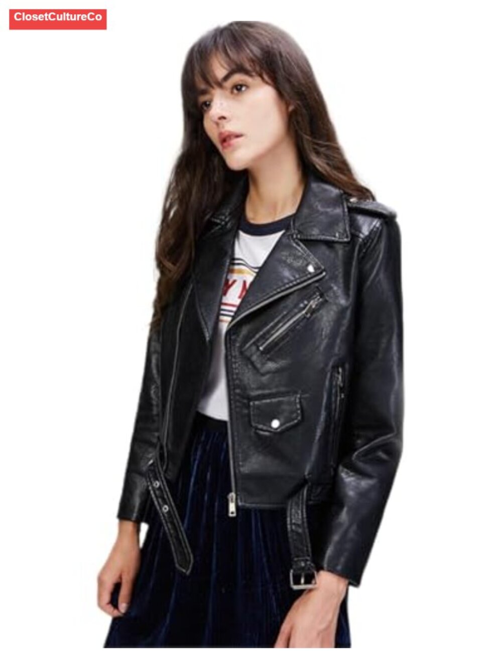 Faux Leather Motorcycle Biker Jacket Slim Short Moto Coat